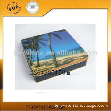 Square Slice Shaped Tin Box, Printed Cracker Tin Boxes